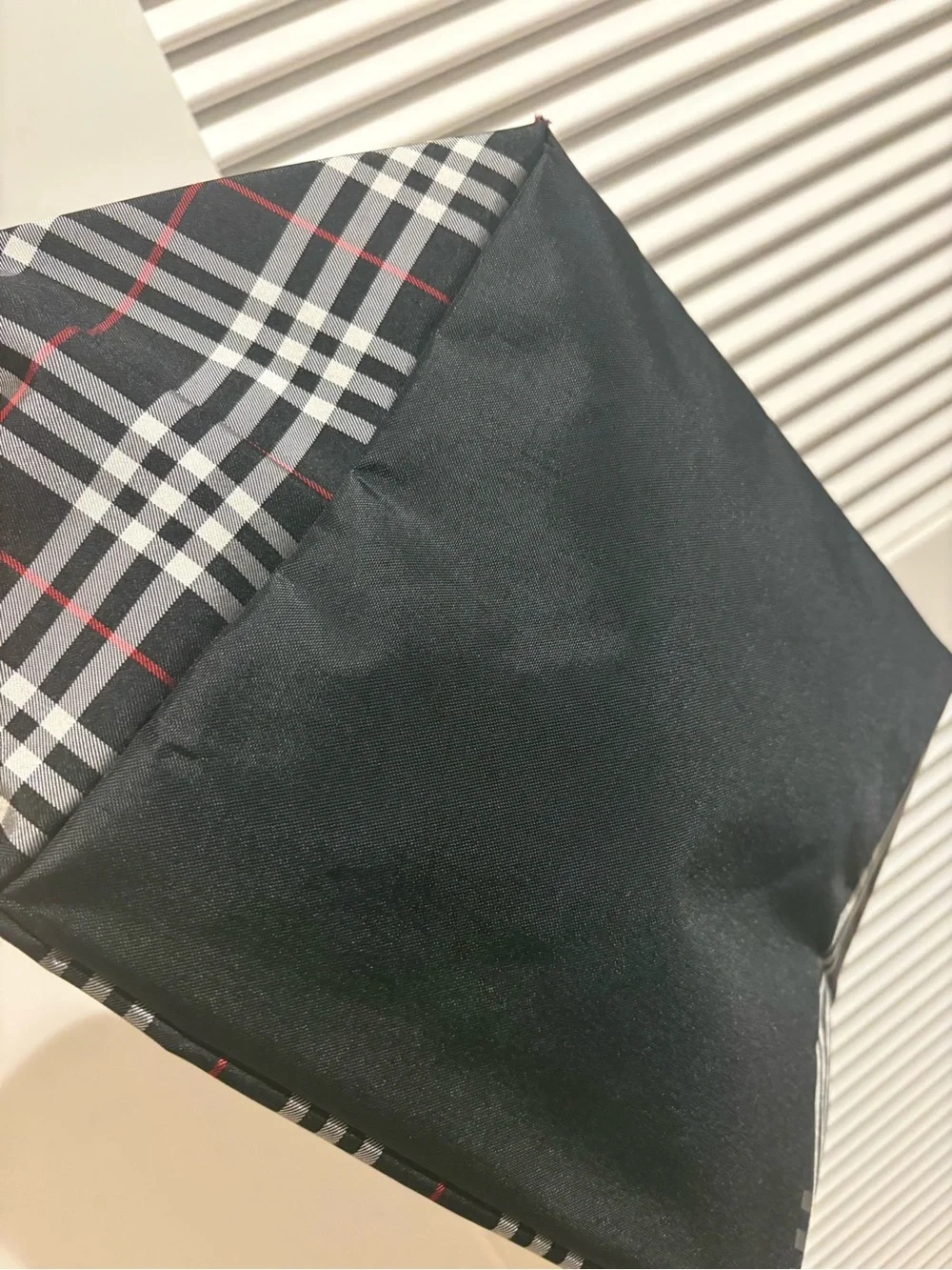 Burberry Black Plaid Tote with Red and White Check